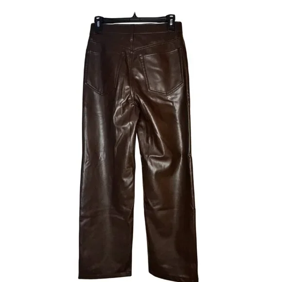 262. Abercrombie & Fitch Vegan Leather High-Rise PantsBrownSize 6S